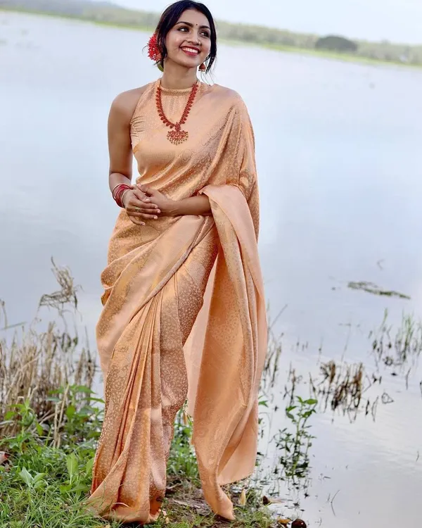 PEACH_PURE_BANARASI_SAREE